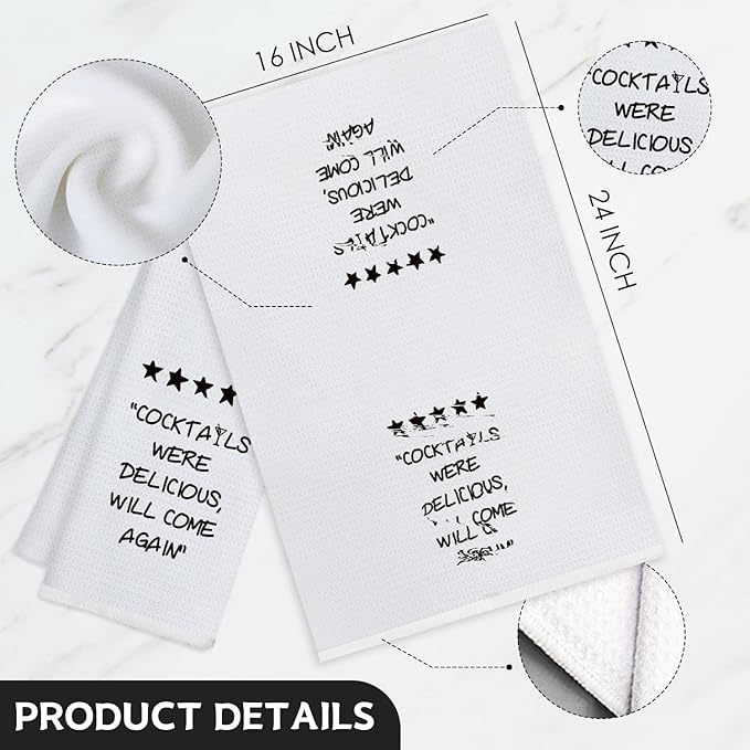 Funny Cocktail Kitchen Towels, Bar Towels for Bartender, Bartender Gifts, Funny Dish Towels Tea Towels with Saying, Cocktail Themed Gifts, 16x24 Inch