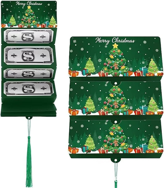 Christmas Cash Gift Envelopes 5 Slots, Christmas Cash Gift Envelopes，christmas Card Book with Tassel & Santa Card Supplies,2025 New Creative Cashs Surprise Envelope for Checks or Cards(StyleD,3pcs)