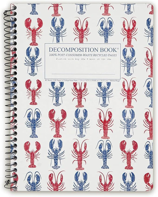 Decomposition Lobsters College Ruled Spiral Notebooks – 9.75 x 7.5 Journal with 160 Lined Pages – Notebooks for School Supplies, Home & Office – 100% Recycled Paper – Made in USA