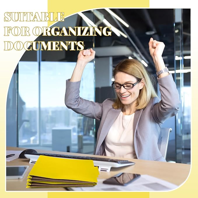 Skyygemm 24 Pcs Classification Folders Letter Size, 2 Pocket Dividers Pressboard File Folder with Fasteners, Expanding File Organizer Bulk for Teachers, Clergy, Office, Church, Christmas (Yellow)