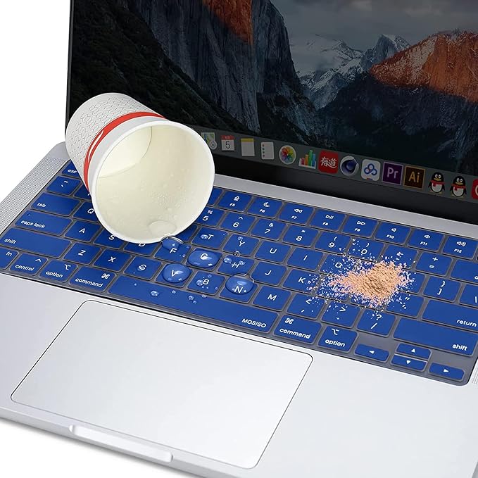 MOSISO Keyboard Cover Skin Compatible with MacBook Air 15 inch M3 A3114 M2 A2941/Air 13.6 A3113 A2681/Pro 14/16 M4 M3 M2 M1, Royal Blue
