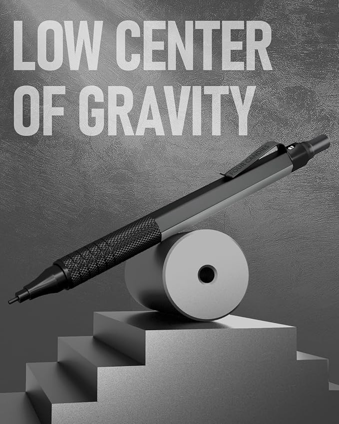 Four Candies Metal Mechanical Pencil Set, 3PCS Artist Lead Pencil 0.5mm & 0.7mm & 0.9mm with 480PCS HB Lead Refills, 3 Erasers, 9 Eraser Refills For Engineer Art Writing Drawing Drafting, Black