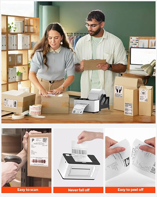 MUNBYN Thermal Direct Shipping Labels, 4x6 Labels for Thermal Printer, 500 Sheets/1 Rolls, Commercial Grade