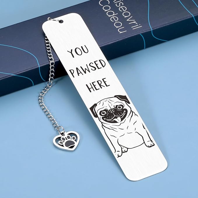 Pug Gifts for Pug Lovers, Dog Lovers Gifts for Women, Dog Bookmark, Book Club Dog Themed Gifts for Readers Book Lovers Women, Dog Mom Gifts for Women, Book Marks for Reading Women Men, Bookish Gifts