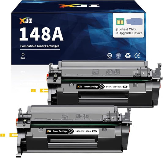 XJI 148A(with Chip) 2 Pack Compatible Toner Cartridges Replacement for HP 148 A X W1480A 148X W1480X Ink, for Laser Jet Pro 4001dn 4001dw 4001n MFP 4101dw 4101fdw 4101fdn Printer Black