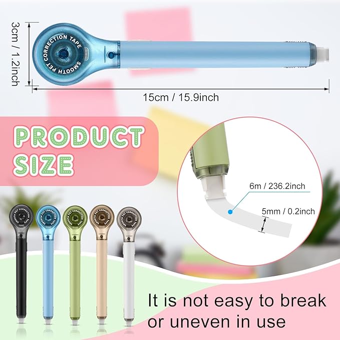 10 Pack Correction Tape Pen Correctional Ink Tape Push Pull Protective, Easy to Use Applicator for School Office Supplies, 0.2 x 236 Inch(Natural Color)