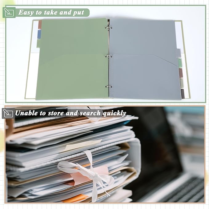 32 Pcs/4 Sets 8 Tab Binder Dividers with Pockets Plastic Tabs Dividers for 3 Ring Binder with Pockets Colorful Sturdy Subject Notebook Divider for Office School Home Business Organizer (Boho)