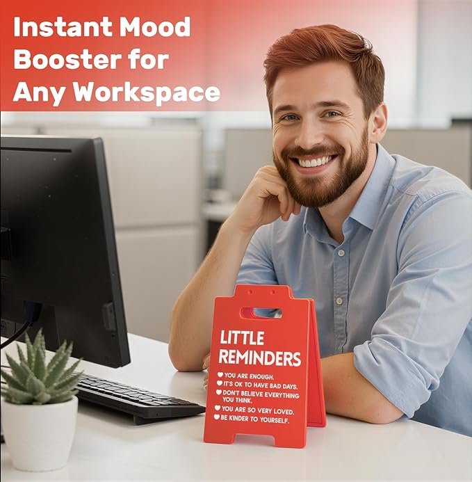 Little Reminders Desk Sign – Funny Office Decor for Work, Daily Affirmation Desk Accessories, Motivational Gift for Coworkers, Teacher Office Decor for Women