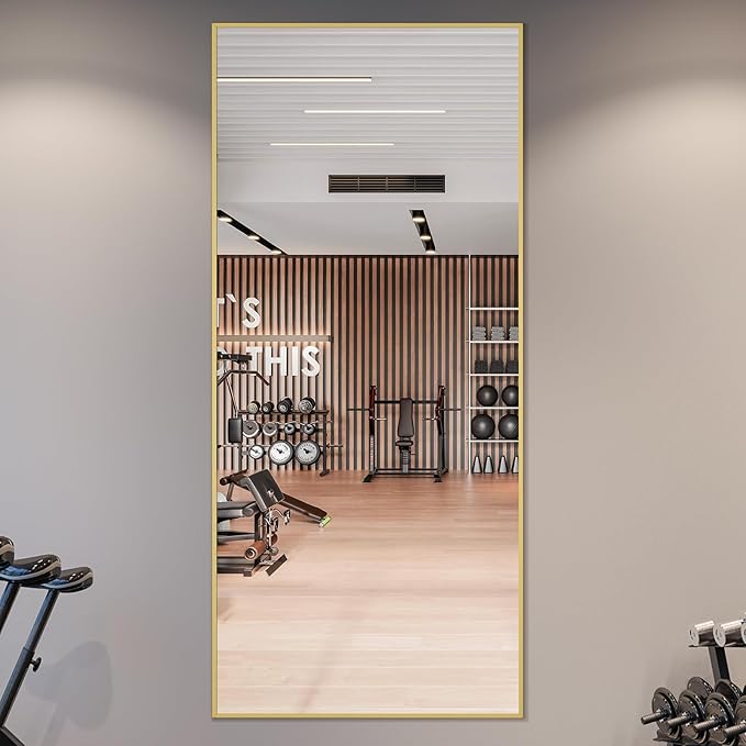 MELOMOIR 76"x34" Gold Mirror Full Length, Gold Floor Mirror for Home Gym Bedroom Living Room, Large Standing Mirror Haning or Leaning, Shatterproof Tempered Glass