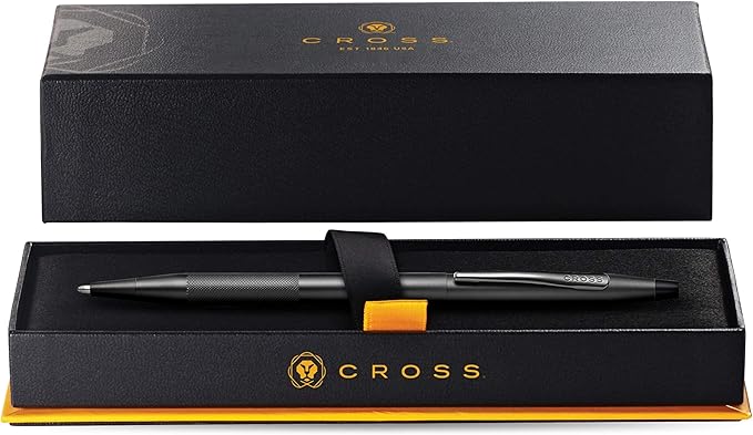 Cross Classic Century Refillable Ballpoint Pen Presented in a Luxury Gift Box - Medium Point, Black Ink, Black Micro-knurl