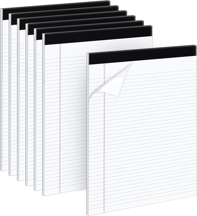 Office Legal Pads | Note Pads For Work | Memo Pads | 8.5 x 11 inches Lined Paper Pad | Narrow Rule 50 Sheets Pads | Set of 6 White Writing pads for Home, School, Teachers, Businesses
