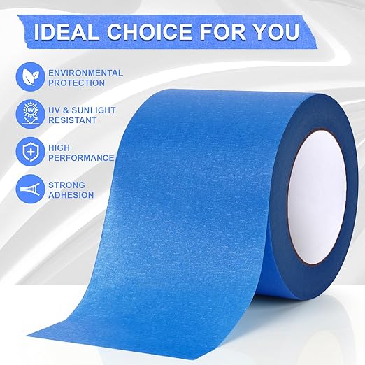 NEOACT 3 Rolls Blue Painters Tape - 4 Inch x 55 Yards Painters Tape,Multi-Surface No Residue Masking Tape for Painting,Home Improvement,Automotive,DIY Craft Arts