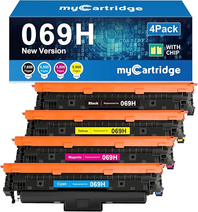 myCartridge 069H Toner Cartridge Set Compatible Replacement for Canon 069 069H Toner Works for Canon Color imageCLASS MF753Cdw MF751Cdw LBP674Cdw Printer, 069 069H Toner Cartridge 4-Pack B/C/M/Y