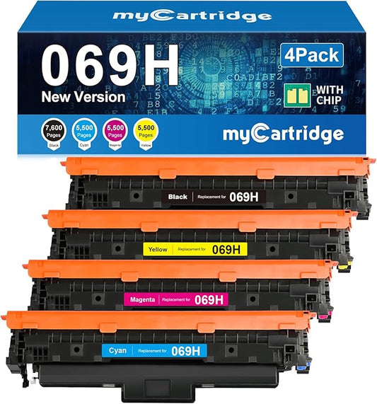 myCartridge 069H Toner Cartridge Set Compatible Replacement for Canon 069 069H Toner Works for Canon Color imageCLASS MF753Cdw MF751Cdw LBP674Cdw Printer, 069 069H Toner Cartridge 4-Pack B/C/M/Y