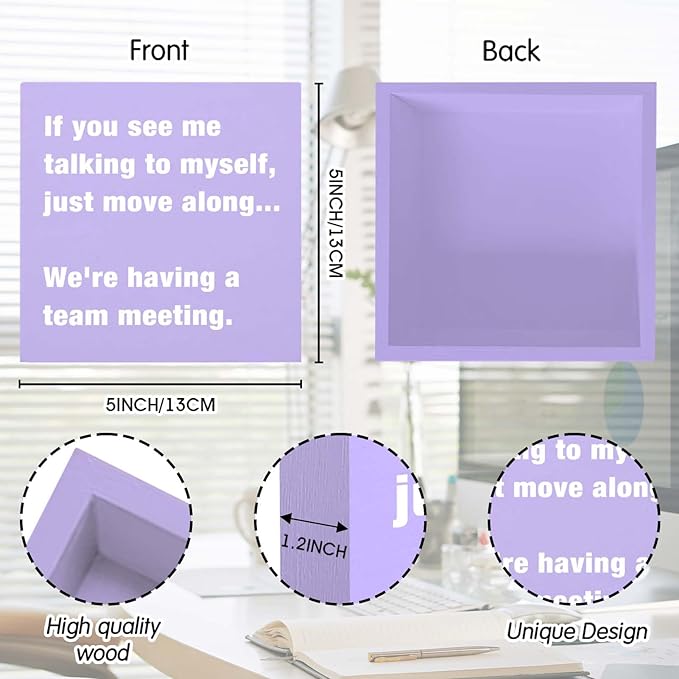 Purple Desk Accessories for Women, Funny Office Decor Sign for Cubicle, Purple Office Supplies or Desk Decorations, Cute Table Accessories Gifts for Women Coworker
