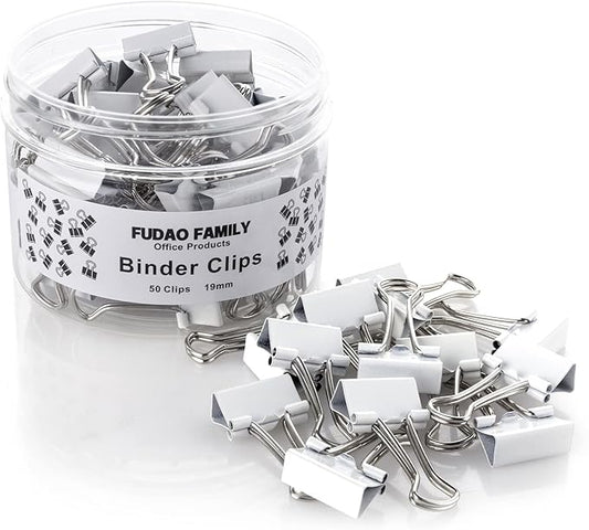 Small White Mini Binder Clips, 3/4 Inch (19mm), 50 Pack