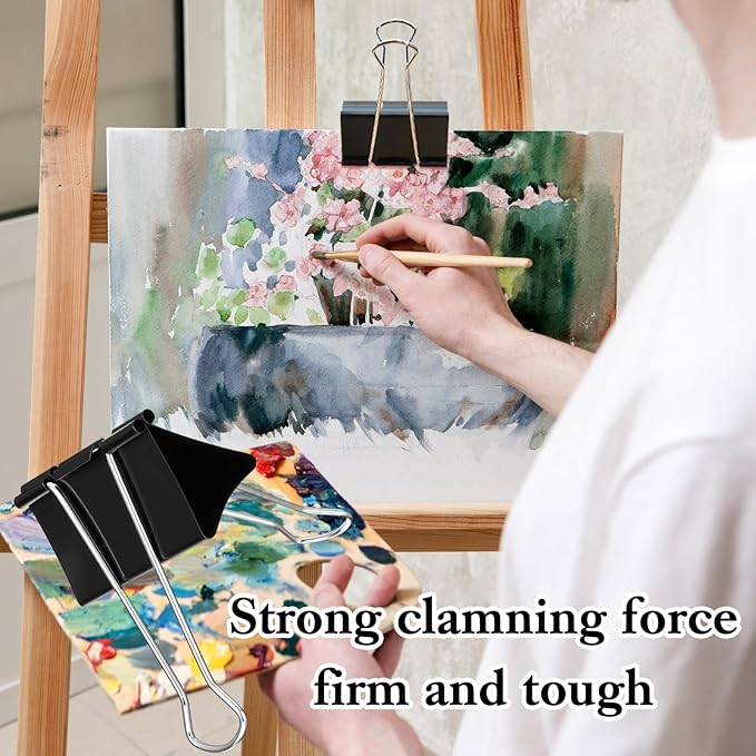 24 Pack 3 Inch Binder Clips Extra Large- Heavy Duty Large Binder Clips Jumbo for Office, Home, School - Black XXL Paper Clamps (3“ x 5.7")