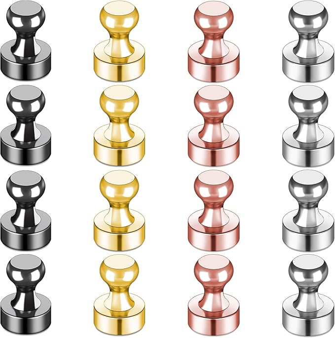 LOVIMAG Small Magnets for Cruise Ship Essentials, Cruise Magnets for Door Decoration, 4 Assorted Color Push Pins Neodymium Magnets for Cruise Cabins, Kitchen, Locker or Office Accessories-16 Pcs