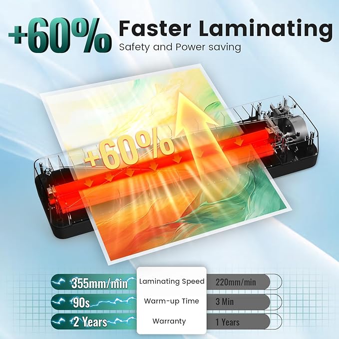 Laminator Machine 11x17 Laminator - 13 Inch Cold Thermal Laminators Machine with Laminating Sheets, A3 Personal Laminators for Teachers, Laminating Machine 90s Warm-Up No Jam for Home Office School