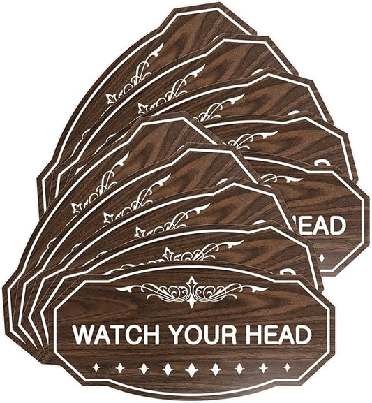 Signs ByLITA Victorian Watch Your Head Sign (Walnut) - Medium 10 Pack