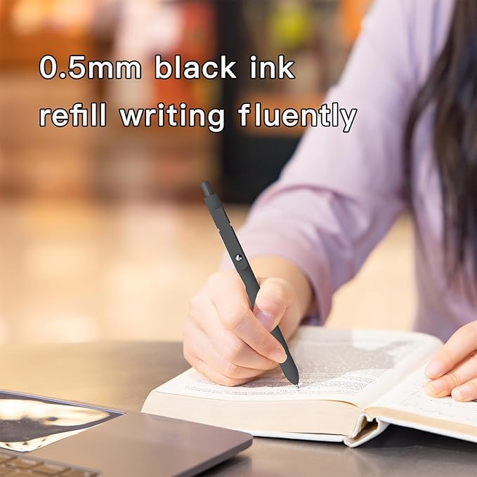 Gel Pens,0.5mm Fine Point Tip,Quick Drying Ink, Aesthetic Cute Office School Supplies Gifts for Women Men, High-End Series for Journaling Note Taking(10 Pcs Black Ink-Gray shaft pen)