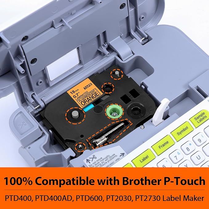 18mm Orange Label Tape Replacement for Brother TZe-B41 TZeB41 3/4" (0.7") Black on Fluorescent Orange TZe Tape Compatible with Brother P Touch Orange Tape for PTD400 PTD410 PTD600 PT2730, 3-Pack