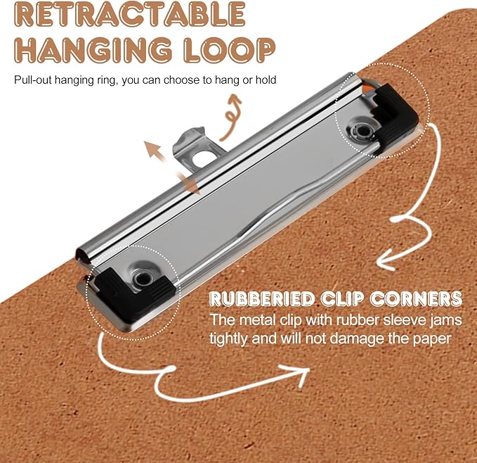 Clipboards, PANDRI 16 Pack Hardboard Office Clipboards, Low Profile Clip, Standard A4 Letter Size, Classroom Supplies, ECO Friendly