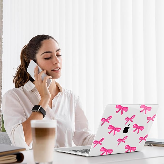 Teryeefi for MacBook Pro 13 inch Case 2024,2022-2016 Release Model M2 M1 A2338 A2289 A2251 A2159 A1989 A1706 with Touch Bar, Design Hard Shell Cover with Keyboard Cover Scren Protector, Bows-A