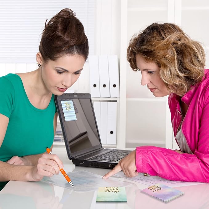 Geyee 24 Pcs Inspirational Sticky Notes with Funny Pens Fun Notepads for Adults Coworkers Nurse 3 x 4 Inch to Do List Notepads with Sayings Pen for Lab Week Gifts Teacher Office Supplies