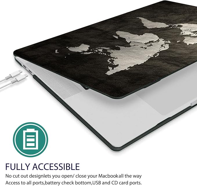 Compatible with MacBook Pro 13 Inch Case M2/M1 2025 2022-2017 A2338 A2289 A2251 A2159 A1989 A1706 A1708 Plastic Hard Shell Case&Keyboard Skin&Mac OS Keyboard Sticker (Map)