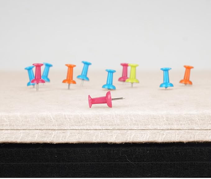 Large Bulletin Board, 48 X 36 inches Felt Board Notice Pin Board, 4' x 3'Cork Board Alternative for Wall, Self-Adhesive Vision Board Mood Board Foldable Photo Board with 30 Pushpin (Oatmeal)