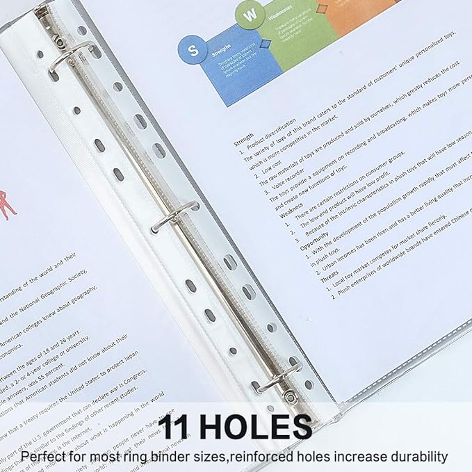 Sheet Protectors, HERKKA 1000 Pack Heavy Duty Clear Plastic Page Protectors Sheet Reinforced 11-Hole Fit for 3 Ring Binder Fits Standard 8.5 x 11 Paper, 9.25 x 11.25 Top Loaded, Acid Free