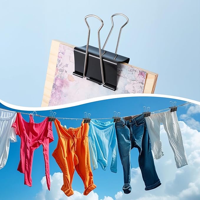 20 Pack 3 Inch Jumbo Binder Clips, Heavy Duty Extra Large Paper Clamps for Office, Home, Document Organization, Black