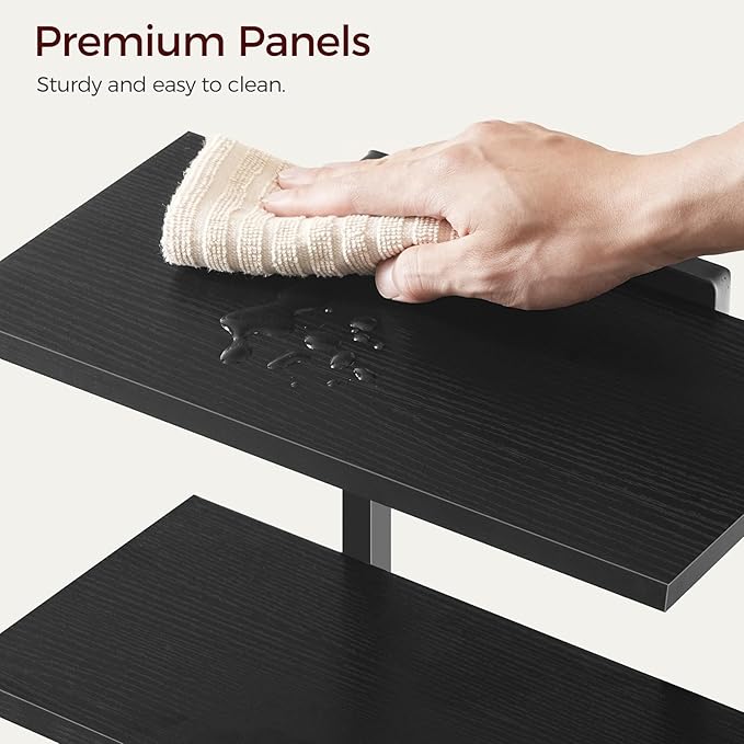 Clamp On Desk Organizer, 3-Tier Desktop Bookshelf, Adjustable Desk Storage Shelf, Metal Frame, for Office, Study and Game Room, Black DSBK3601