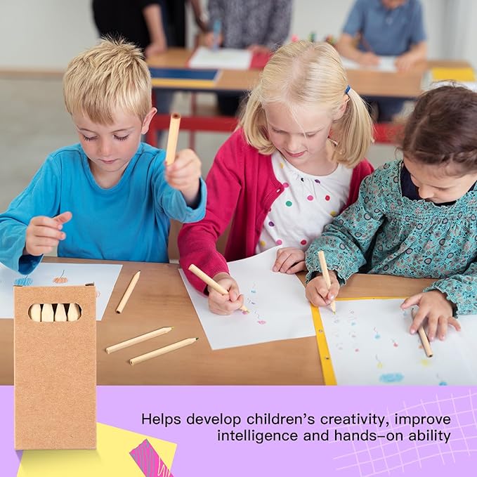 Faccito 15 Packs Mini Drawing Colored Pencils for Kids 3.5 Inch Portable Short Fat 6 Different color Pre Sharpened Pencils in Bulk for Children Painting Classroom School Supplies