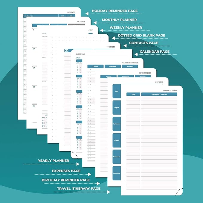 Planner 2025-2026 Daily Weekly and Monthly,6.5"x3.75",18 Months Spiral Bound Calendar Agenda with Self-adhesive Pen Holder,2026 Academic Plan with Vegan Leather Soft Cover,Light Blue