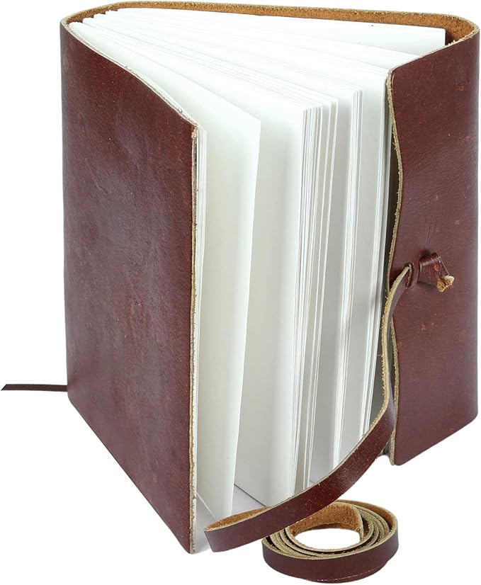 Handmade Leather Journal | Writing Diary | Bound Daily Notepad For Men & Women Unlined Paper Medium, writing pad gift for artist, sketch