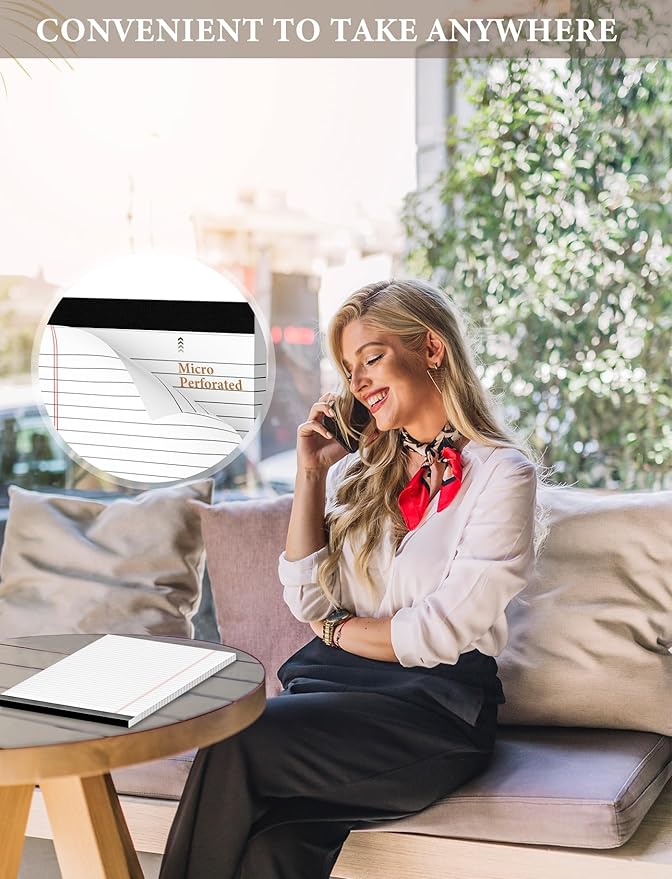 Note Pads 8.5 x 14 Wide Ruled, 4 Pack Legal Pads 8.5 x 14 White Paper Pads Lined Paper Tablets, Notebook Pads 8.5 x 14, White Lined Paper Pads 8.5x14 Writing Pad, 70 GSM Notebook Paper, 30 Sheets/Pad