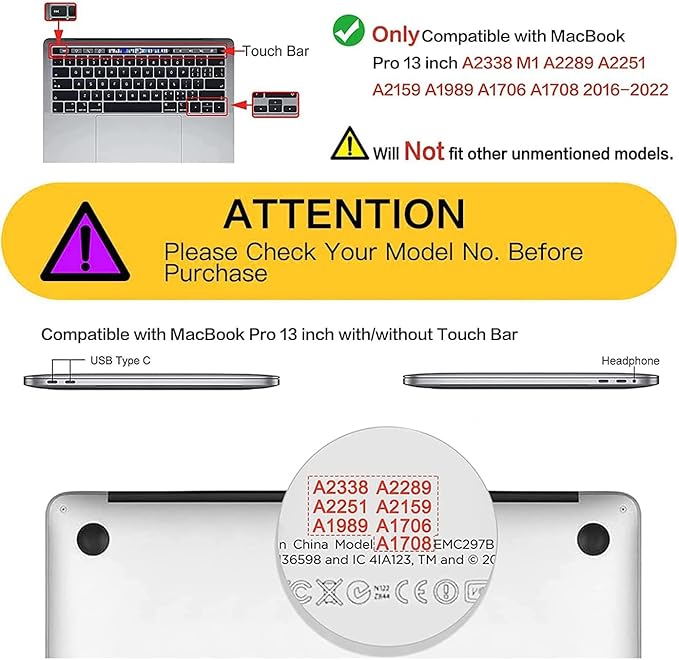 Compatible with MacBook Pro 13 Inch Case M2/M1 2025 2022-2017 A2338 A2289 A2251 A2159 A1989 A1706 A1708 Plastic Hard Shell Case&Keyboard Skin&Mac OS Keyboard Sticker (Astronaut&Moon 1)