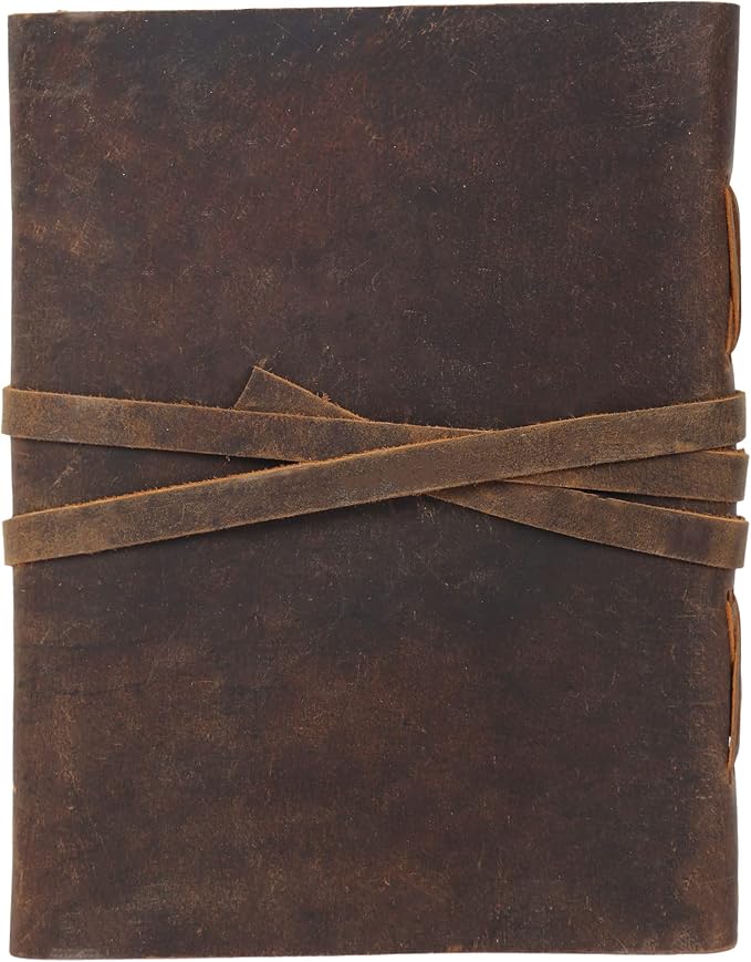 Leather Journal Notebook, Genuine Leather Journal for Men & Women Handmade Writing Travel Notebook, 240 Unlined Pages Vintage Notepad Gift: Rustic Brown (7"x5")