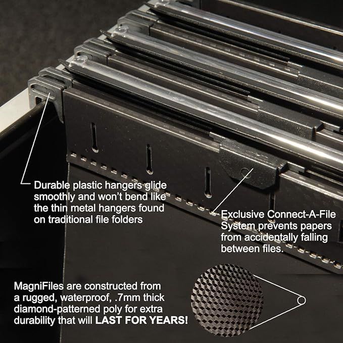 Ultimate Office MagniFile Extra-Capacity Hanging File Folders, 2" Box-Bottom, Letter Size, Feature Wrap-Around Bungee Security Cord (Set of 8)