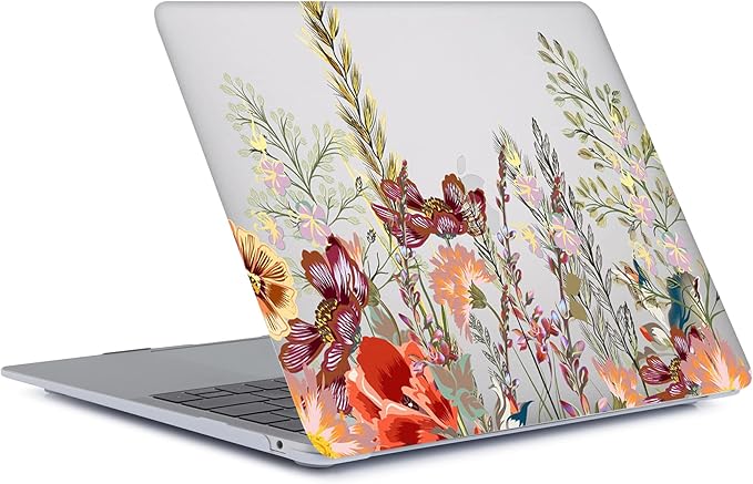 Case Compatible with MacBook Air 11 Inch Model A1370 & A1465, 2 in 1 Matte Plastic Laptop Hard Shell Snap on Case Bundle with Keyboard Cover for Mac Air 11,6" - Flower