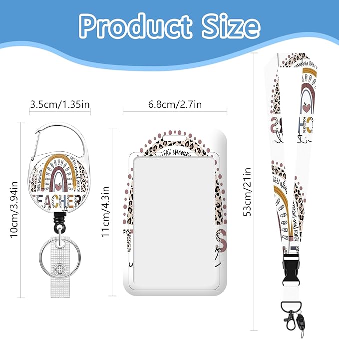 Teacher Lanyards for ID Badges, ID Badge Holder Retractable Lanyard, Rainbow ID Holder with Badge Reel Clips, Keychain Name Tag ID Card Holder Work Women Doctor Office