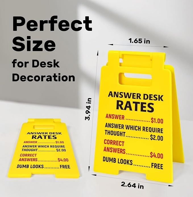 Funny Answer Desk Rates Sign, Funny Office Desk Decor Accessories for Work, Cool Office Signs Gifts for Boss Lady Coworker Teammates Employees Men Women, Cubicle Decorations
