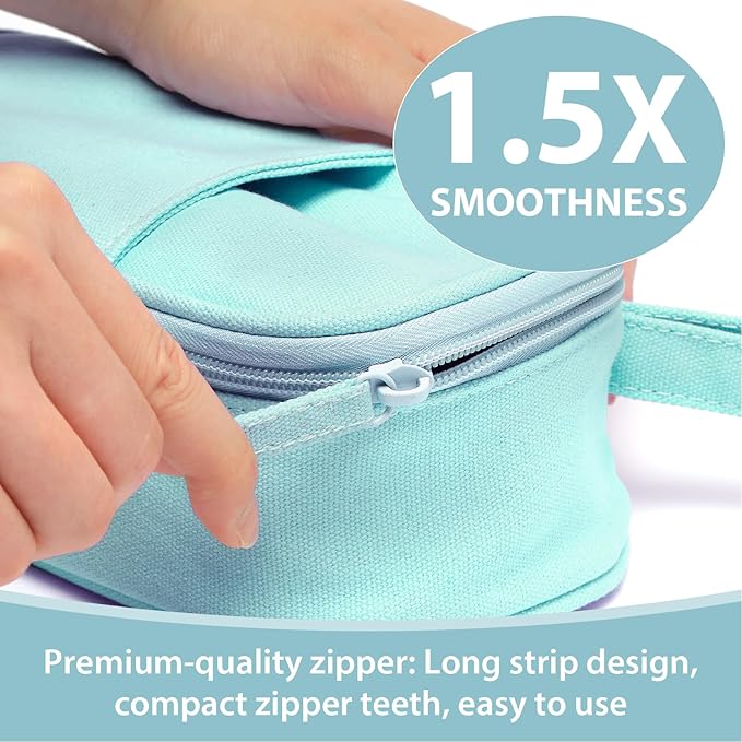 Pencil Case Pouch Box Bag School Supplies Girls Boys Kids, Cute Preppy Stuff Large Big Capacity Aesthetic Pen Organizer, Back to College Stationary, Eggshell Blue, Heavy Duty Canvas, 1800ml