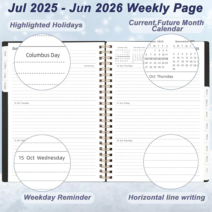 100 Pcs Daily Planner 2025-2026, Jul.2025-Jun.2026, 6.2" x 8.4", 2025 Planner Weekly and Monthly, Calendar Planner 2025 with Tabs & Pocket, Black