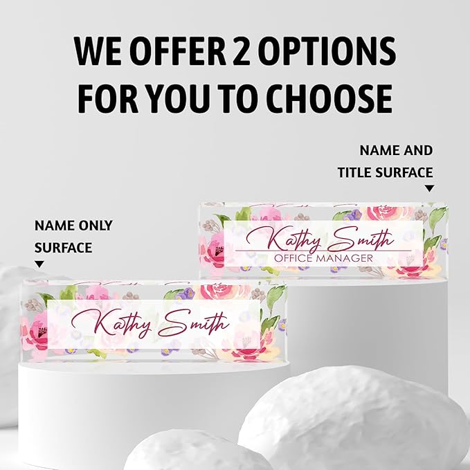 Personalized Name Plate for Desk, Custom Desk Name Plate, Acrylic Name Plate Office Desk Accessories, Personalized Office Gifts for Coworkers Teachers, Employee Appreciation Gifts (A-Watercolor)