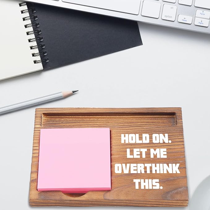 Let Me Overthink This Sticky Note Holder, Funny Office Desk Organizer, Anxiety Humor Gift for Coworkers, Friends, Self-Stick Note Pad Holders EDP127