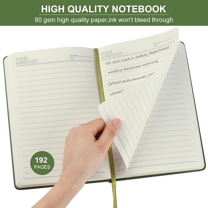 ZCZN 6 Pack Lined Journal Notebooks, 192 Pages A5 Hardcover Leather Journals for Work,Writing,School & Travel, College Ruled Journaling Notebooks for Notes Taking,Diary Notepad (Light Green*6)