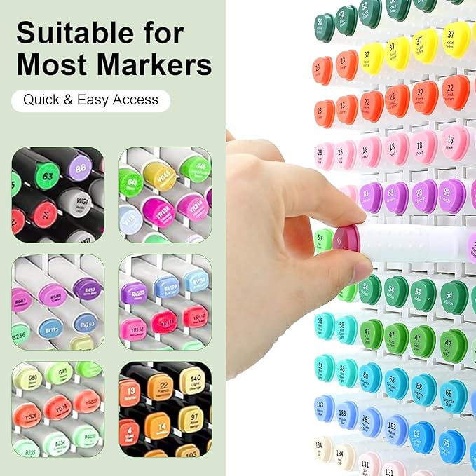 Marker Organizer, 135-Slot Marker Holder with Adjustable Dividers, Marker Storage Organizer for Desk, Home, Office, Craft Room, and Classroom